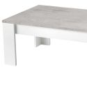 DENAE - Table Basse Rectangulaire L126cm Laquée Blanc Brillant et Gris Marbré