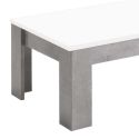 CLARK - Table Basse Rectangulaire L126cm Laquée Blanc et Marbre