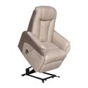 Fauteuil relax électrique releveur bi-moteur tissu micro peau mastic et brun taupe - NEDIA