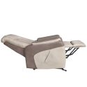 Fauteuil relax électrique releveur bi-moteur tissu micro peau mastic et brun taupe - NEDIA