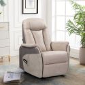 Fauteuil relax électrique releveur bi-moteur tissu micro peau mastic et brun taupe - NEDIA
