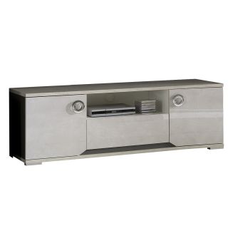 BRISE - Meuble TV Effet Béton Laqué 2 Portes