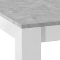 OTELLO - Table Repas 180cm Blanc Laqué Brillant Plateau Aspect Béton