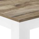 CADIZ - Table Repas 180cm Blanc Laqué Brillant Plateau Aspect Bois Cadiz