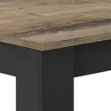 OTELLO - Table Repas 180cm Noir Mat Plateau Aspect Bois Antik