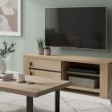 NILLA - Meuble TV avec Porte Coulissante Aspect Bois