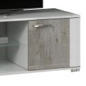 LYNDA - Meuble TV 2 Portes Laqué Blanc et Gris Béton