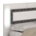 GAÏA - Lit 140x190 cm Laqué Blanc avec Décor Noir sur la Tête de Lit