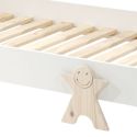 STAPEL - Lit Empilable 90x200cm Blanc Pieds Smiley