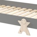 STAPEL - Lit Empilable 90x200cm Gris Pieds Smiley