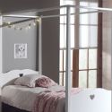 MILADY - Lit à Baldaquin 90x200cm Blanc Motifs Coeurs