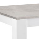 DENAE - Table Carrée 100cm Laquée Blanc Brillant et Gris Marbré
