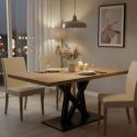 SCARLET - Table 170cm Aspect Bois Scarlet Oak Piètement Croisé Noir