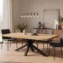 SCARLET - Table 170cm Aspect Bois Scarlet Oak Piètement Etoile Métal Noir
