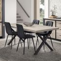 Table repas 200cm plateau aspect bois clair pieds X métal noir - BEACH