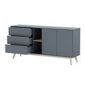 CANACA - Buffet 165cm 2 Portes 3 Tiroirs Scandinave MDF et Pin Massif Gris Vert