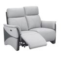 Canapé 2 places relax électrique tissu micro peau bicolore gris - SYMPHONY
