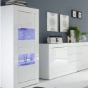 OTELLO - Vitrine 2 Portes Finition Blanc Laqué Weiss avec Leds