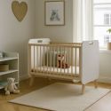 EIFFA - Lit Bébé 90x120cm en MDF et Pin Massif Coloris Blanc et Naturel