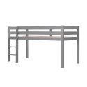 SLEEPY - Lit Mi-Haut en Pin Laqué Gris 90x200cm avec Échelle Droite
