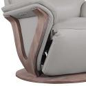 Fauteuil relax électrique pivotant bi-moteur en cuir/pvc couleur gris foncé pied en bois. - HOLLY