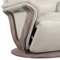 Fauteuil relax électrique pivotant bi-moteur en cuir/pvc couleur mastic pied en bois. - HOLLY