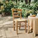 SUZY - Lot de 6 Chaises Teinté Chêne et Assises en Paille