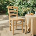 SUZY - Lot de 4 Chaises Naturelles et Assises en Bois