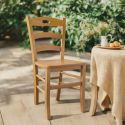 SUZY - Lot de 6 Chaises Teinté Chêne et Assises en Bois
