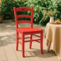 SUZY - Lot de 4 Chaises Laquées Rouge et Assises en Bois