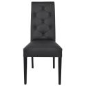 TREVI - Lot de 4 Chaises Simili Noir et Pieds Laqués