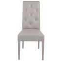 TREVI - Lot de 6 Chaises Simili Gris Clair et Pieds Laqués