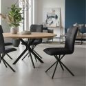 ECCLA - Lot de 4 Chaises Matelassées Noires Piètement Etoile
