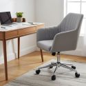 LOUNA - Fauteuil de Bureau Gris avec Surpiqures