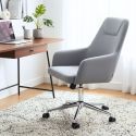 CAROC - Fauteuil de Bureau Gris Surpiqures Blanches