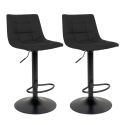 MAGNUS - Lot de 2 Tabourets Acier et Tissu Noir