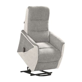Fauteuil relax électrique releveur bi-moteur tissu micro peau bicolore gris spécial petite taille - KLEIN