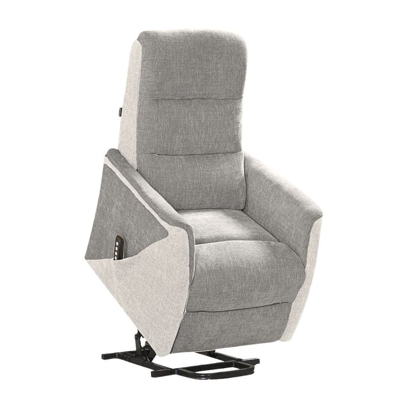 Fauteuil relax électrique releveur bi-moteur tissu micro peau bicolore gris spécial petite taille - KLEIN