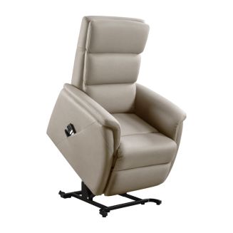 Fauteuil relax releveur en cuir vachette taupe - MILLOR