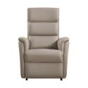 Fauteuil relax releveur en cuir vachette taupe - MILLOR