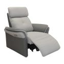 Fauteuil relax électrique tissu micro grain gris perle et gris plomb - DJINO