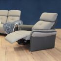 Fauteuil relax électrique tissu micro grain gris perle et gris plomb - DJINO