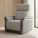 Fauteuil relax électrique tissu micro grain gris perle et gris plomb - DJINO