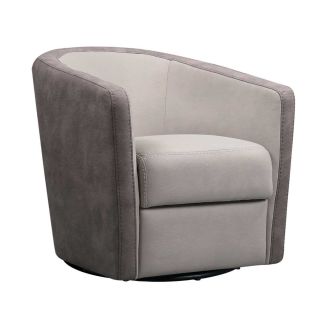 Fauteuil cabriolet pivotant 360° tissu micro peau mastic et brun taupe - GINKO
