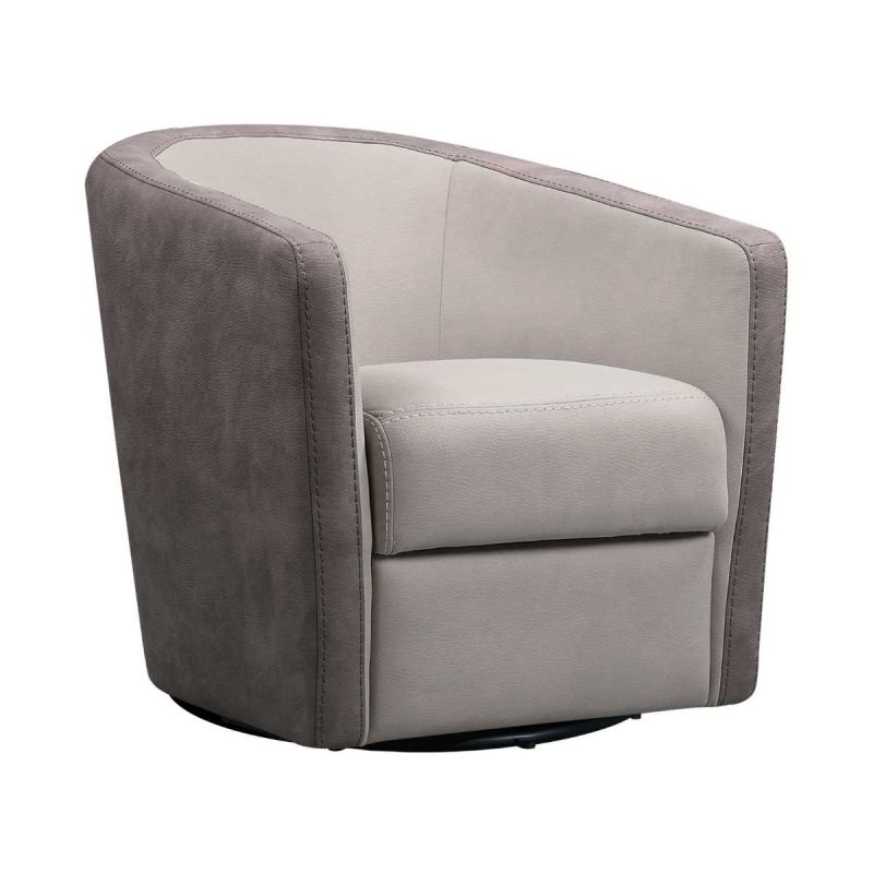 Fauteuil cabriolet pivotant 360° tissu micro peau mastic et brun taupe - GINKO