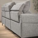 Canapé 3 places relax électrique avec méridienne droite tissu polyester chiné gris clair - SANTIAGO