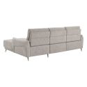 Canapé 3 places relax électrique avec méridienne droite tissu polyester chiné gris clair - SANTIAGO