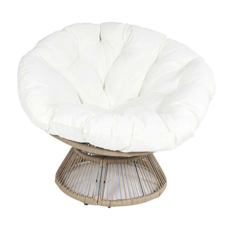 Fauteuil lounge pivotant avec assise coussin capitonné blanc - RIVIA