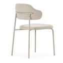 Lot de 4 Chaises vintage en métal avec assise et dossier en tissu chiné beiges - LADERI