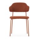Lot de 4 Chaises vintage en métal avec assise et dossier en tissu chiné terracotta - LADERI